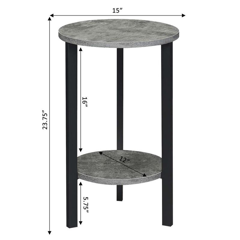 Convenience Concepts Graystone 24 inch 2 Tier Plant Stand, Cement/Black