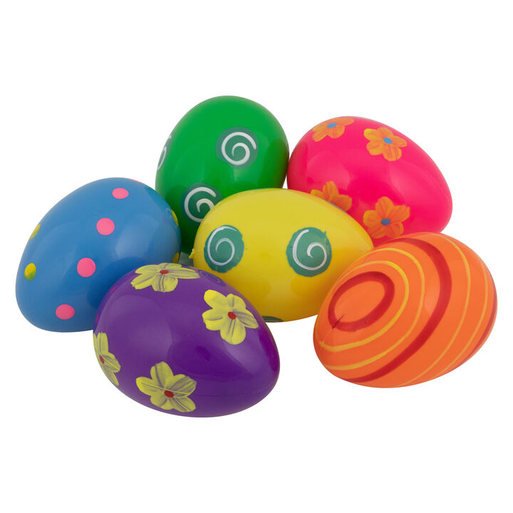 Pack of 6 Vibrantly Colored Springtime Easter Eggs 3.25�