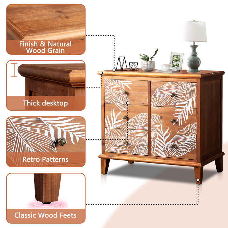 Bohemian 6-Drawer Chest, Stylish Dresser for Bedroom & Living Room Storage