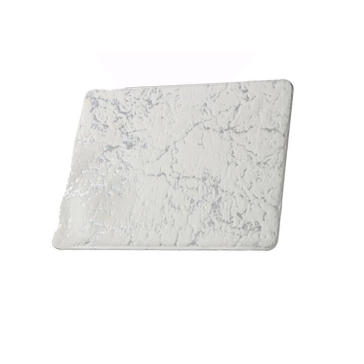 RT Designers Collection Galactic Rabbit Fur Premium Foam Rug 17" x 24" White with Silver Foil