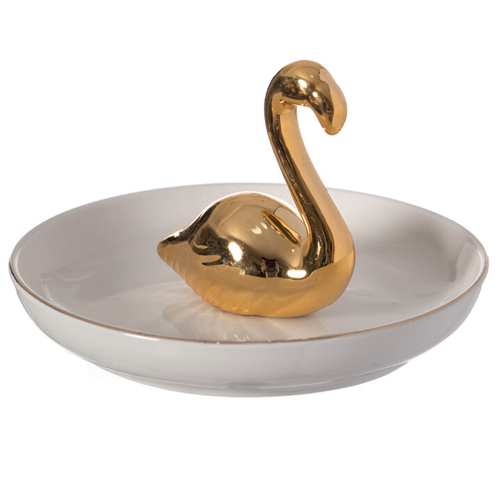 Uniquewise Swan Design Jewelry Holder with Decorative Trinket Dish Organizer