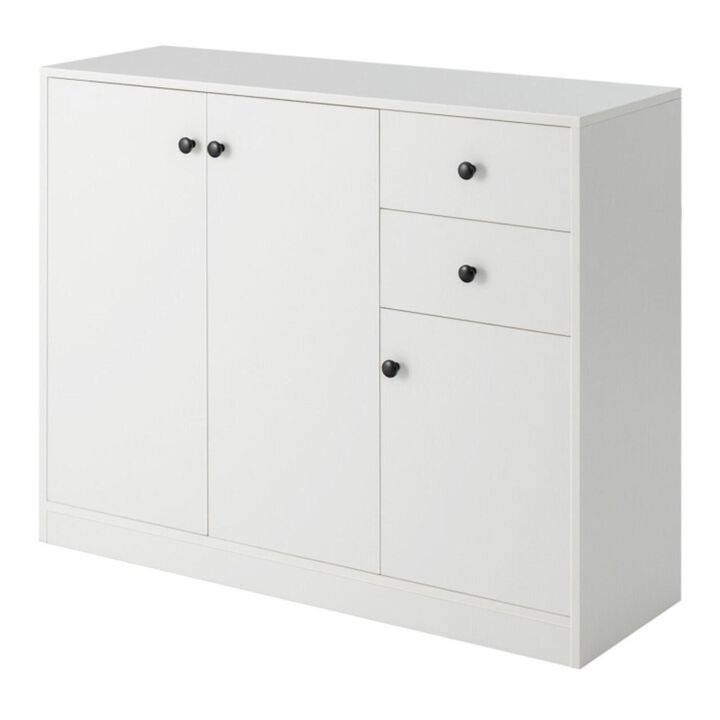 Hivvago Modern Buffet Sideboard with 2 Pull-out Drawers and Adjustable Shelf for Kitchen-White
