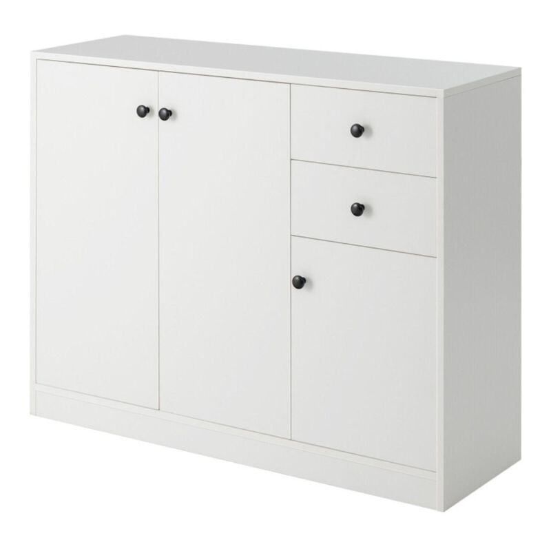 Hivvago Modern Buffet Sideboard with 2 Pull-out Drawers and Adjustable Shelf for Kitchen-White