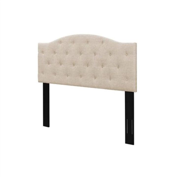 Hivvago Twin Size Beige Fabric Upholstered Button Tufted Adjustable Height Headboard