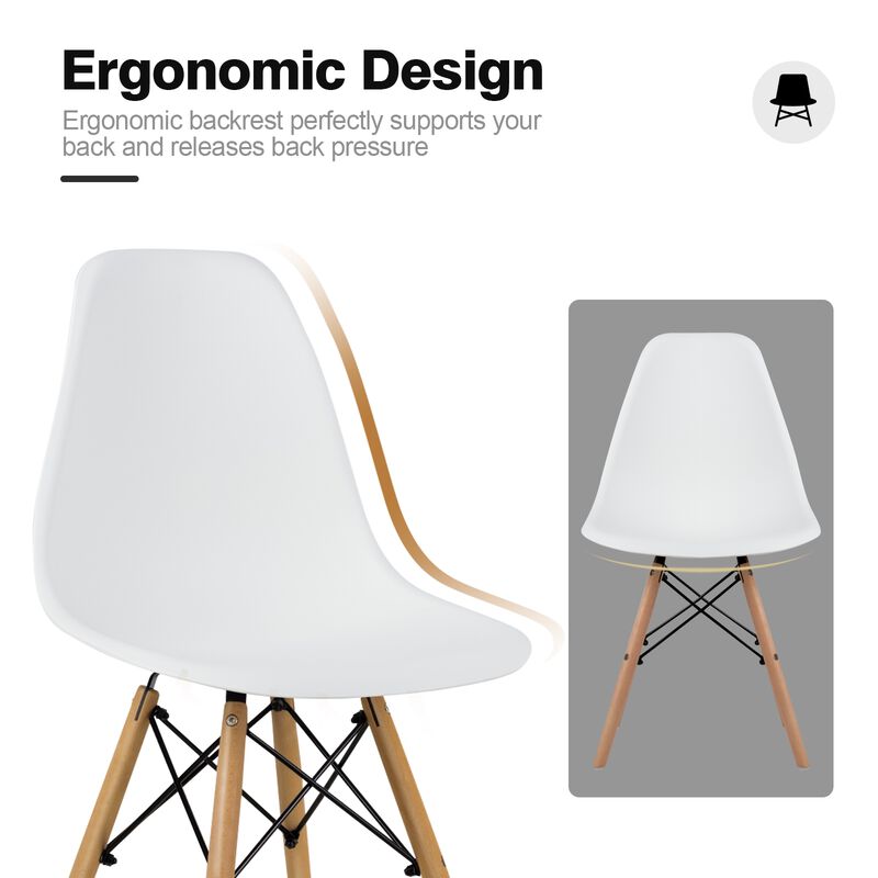 4 Pieces Modern Armless Dining Chair Set with Wood Legs