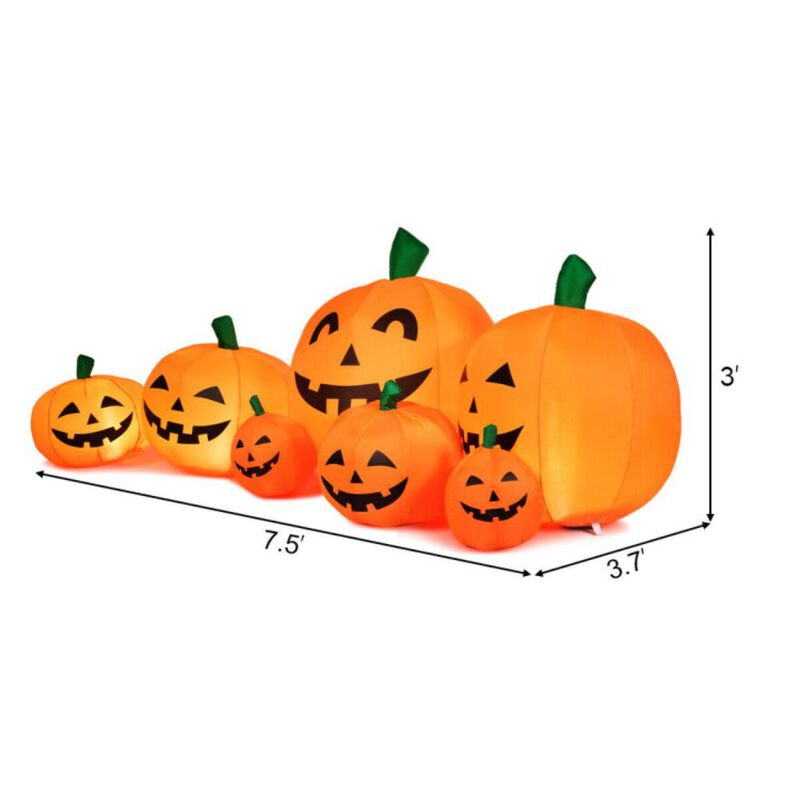Hivvago 7.5 Feet Halloween Inflatable 7 Pumpkins Patch with LED Lights