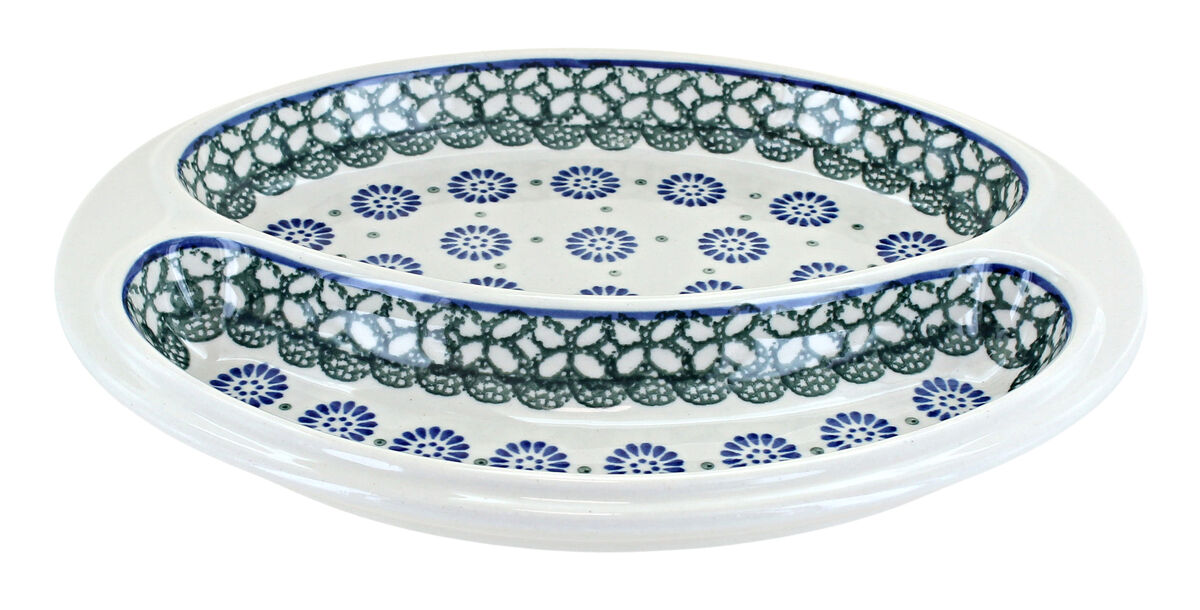 Blue Rose Polish Pottery Athena Bratwurst Plate