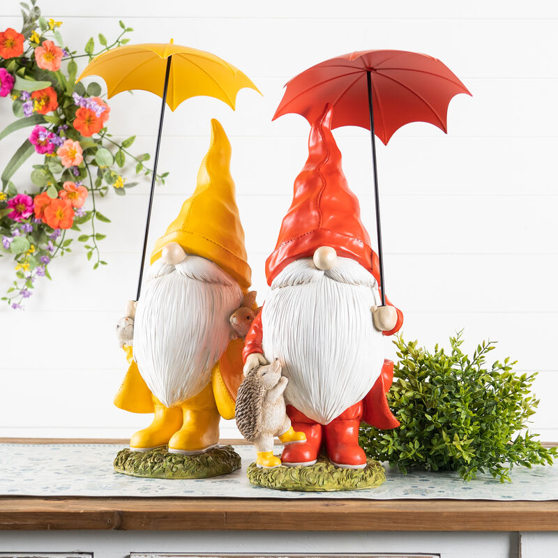 Garden Gnome Statues with Umbrella (Set of 2) – Fun Outdoor Decor for Garden, Patio, and Yard