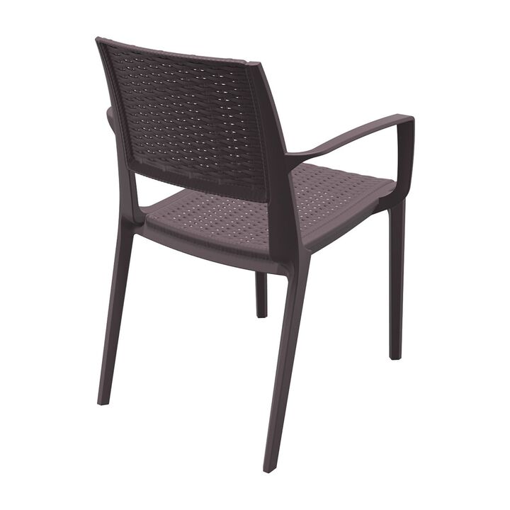 32" White Outdoor Patio Wickerlook Dining Arm Chair