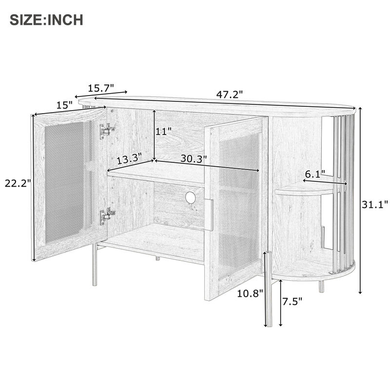Merax 2-Door Elegant Curved Sideboard Cabinet