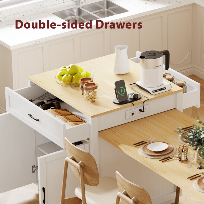 Merax Kitchen Island with Extendable Dining Table