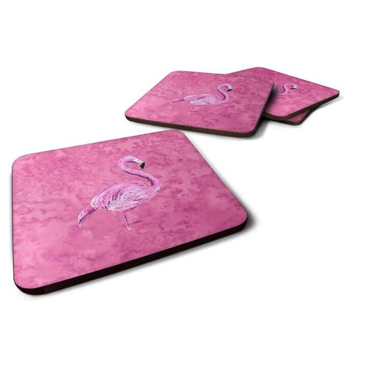 Caroline's Treasures 8875FC Flamingo on Pink Foam Coasters (Set of 4), 3.5 H x 3.5 W, Multicolor
