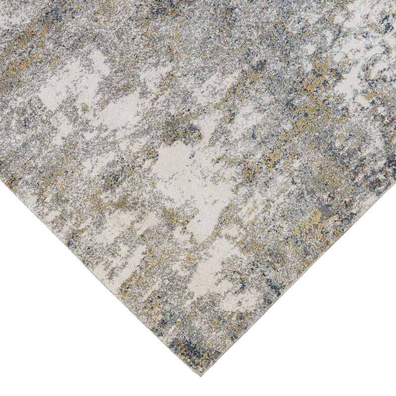 Yasmin Acy Yellow/Blue Abstract Polyester Area Rug 7'10" x 10'6"
