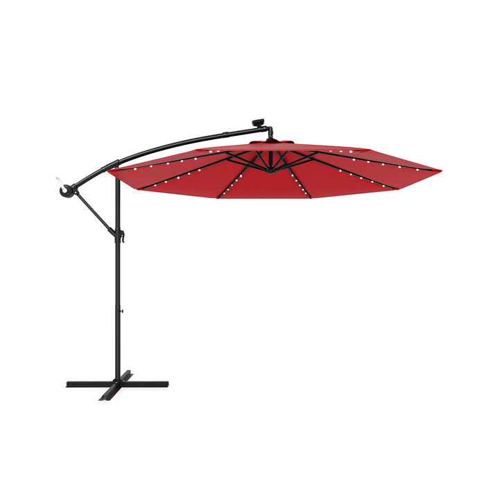 Solar Offset Hanging Umbrella with 40 Lamp Beads and Solar Panel