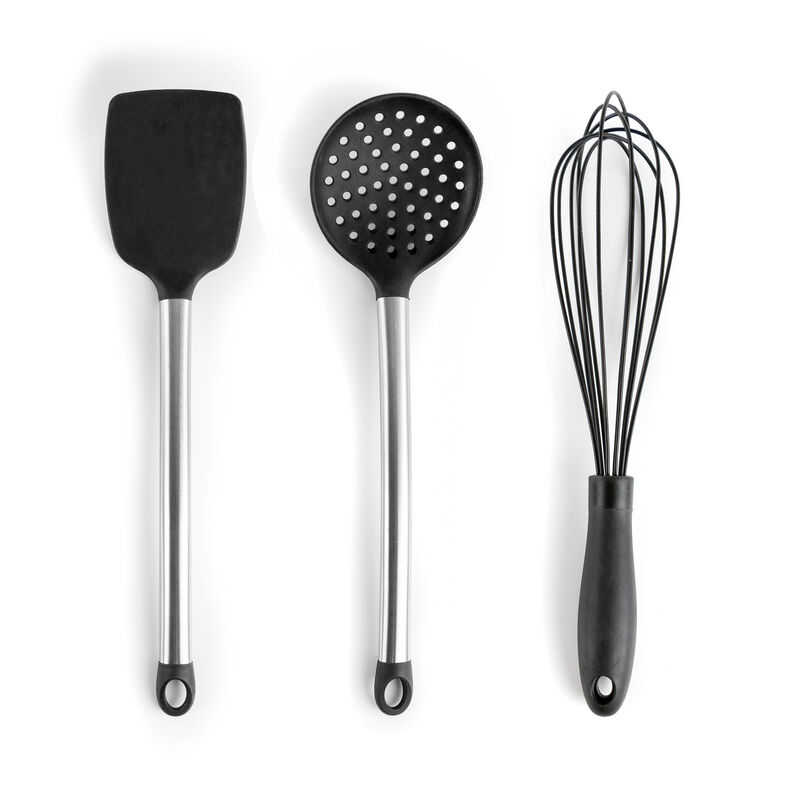 MegaChef Gray Silicone and Stainless Steel Cooking Utensils, Set of 14