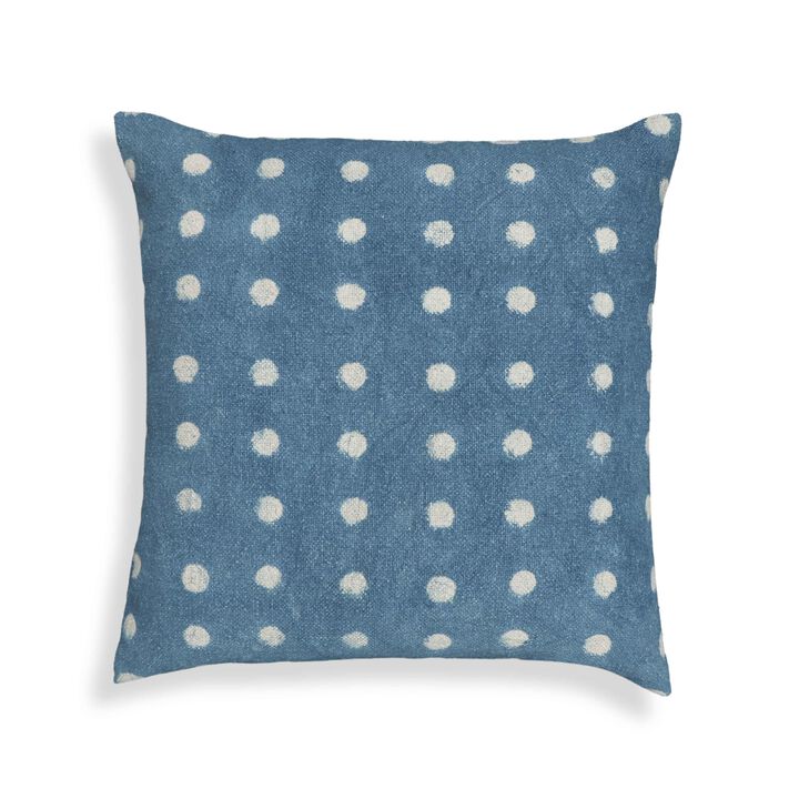 Indigo Triangles Cotton 20" Square Accent Pillow