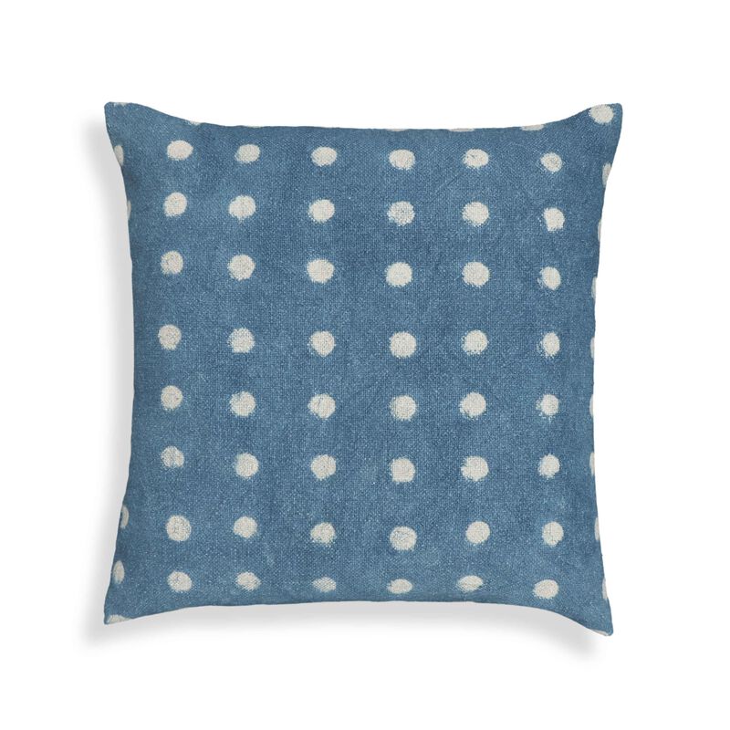 Indigo Triangles Cotton 20" Square Accent Pillow