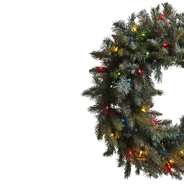 Hivvago 30" Pine Wreath w/Colored Lights