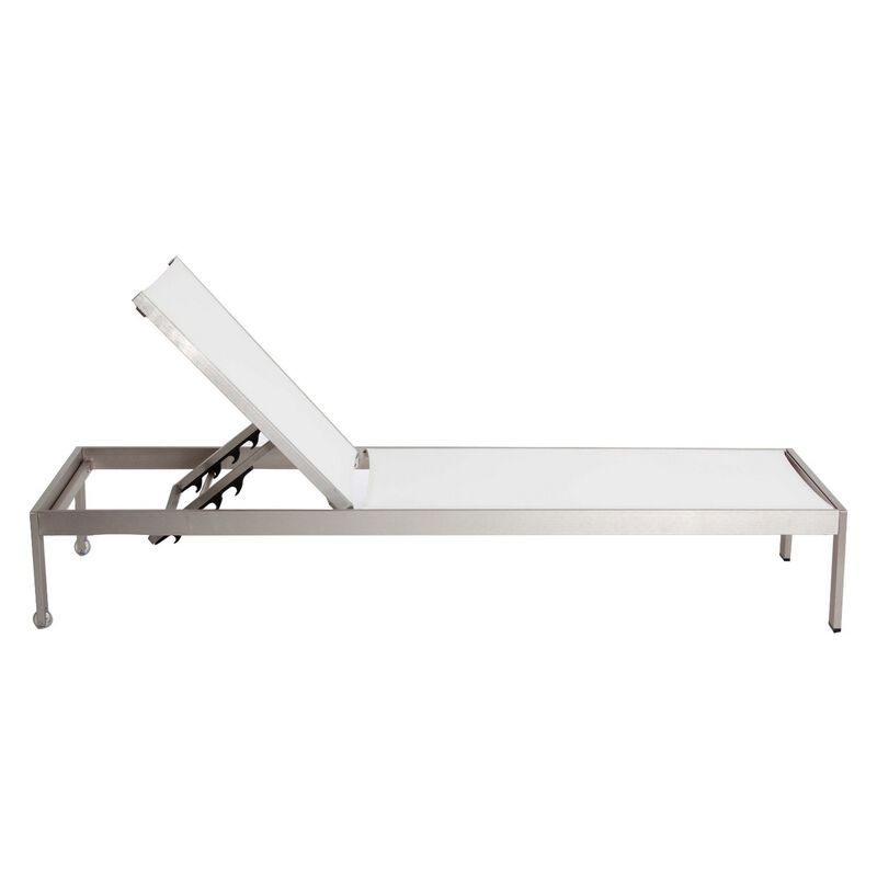 Anodized Aluminum Modern Patio Lounger In White - Benzara