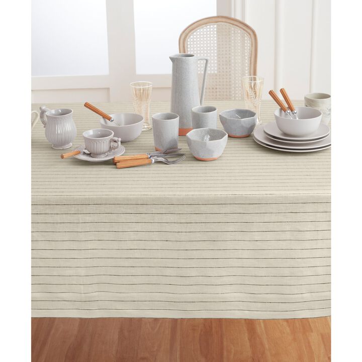 Solino Home 100% Pure Linen Tablecloth | Pinstripe
