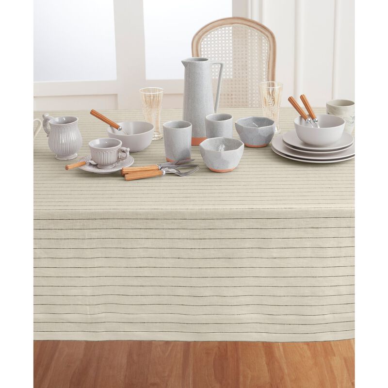 Solino Home 100% Pure Linen Tablecloth | Pinstripe
