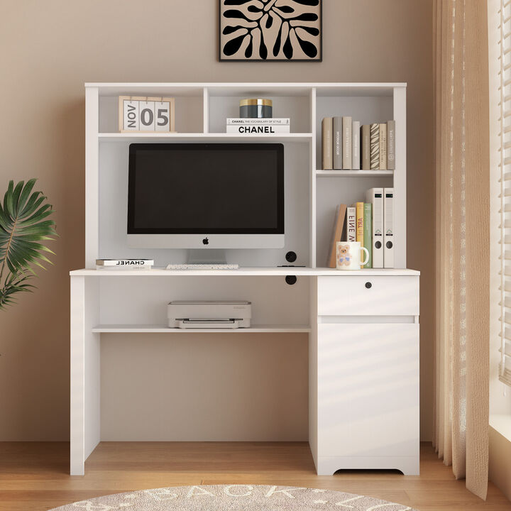 Home Office Desk, Storage Workbench With Charging Station