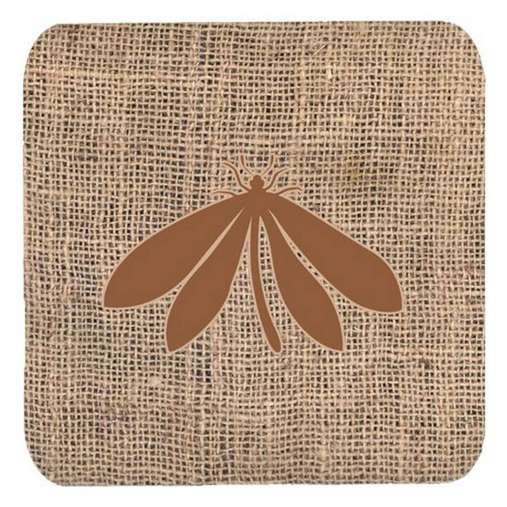 Caroline's Treasures BB1060-BL-BN-FC Moth Burlap and Brown Foam Coasters (Set of 4), 3.5 H x 3.5 W, Multicolor