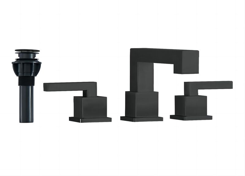 Modern Widespread Bathroom Faucet, 3-Hole Waterfall Sink Faucet with Pop-Up Drain Assembly