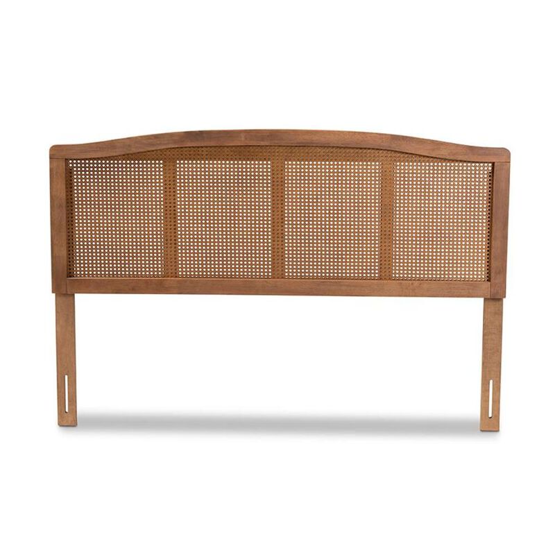 Baxton Studio Ash Wanut Finished Wood and Synthetic Rattan King Size Headboard