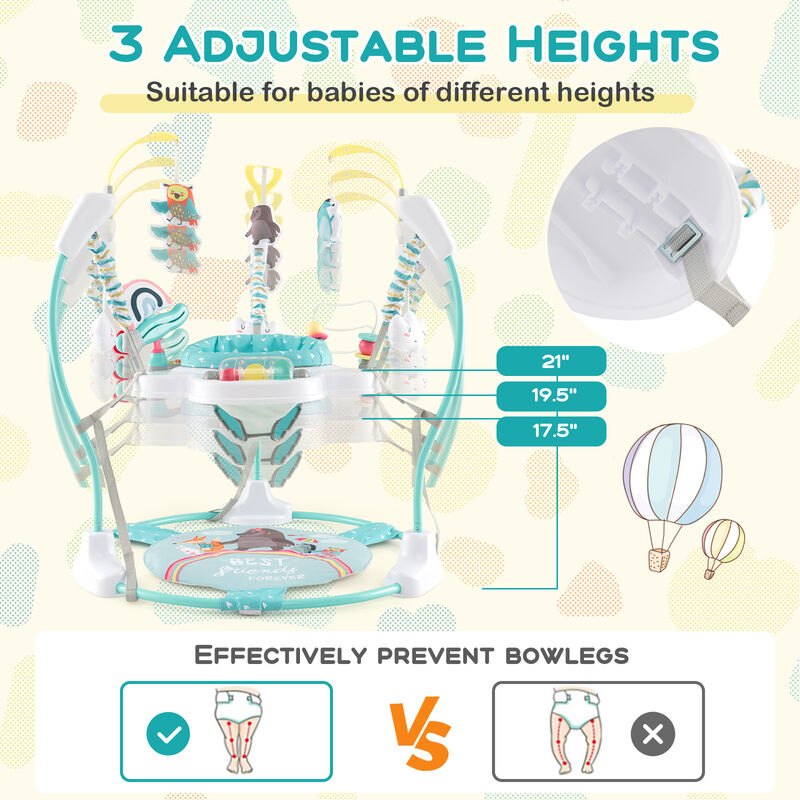 Baby Activity Center Height Adjustable Baby Bouncing Saucer with Interactive Toys