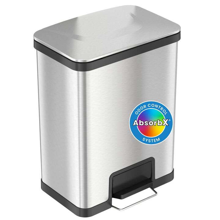 iTouchless 13 Gallon AirStep Step Pedal Trash Can