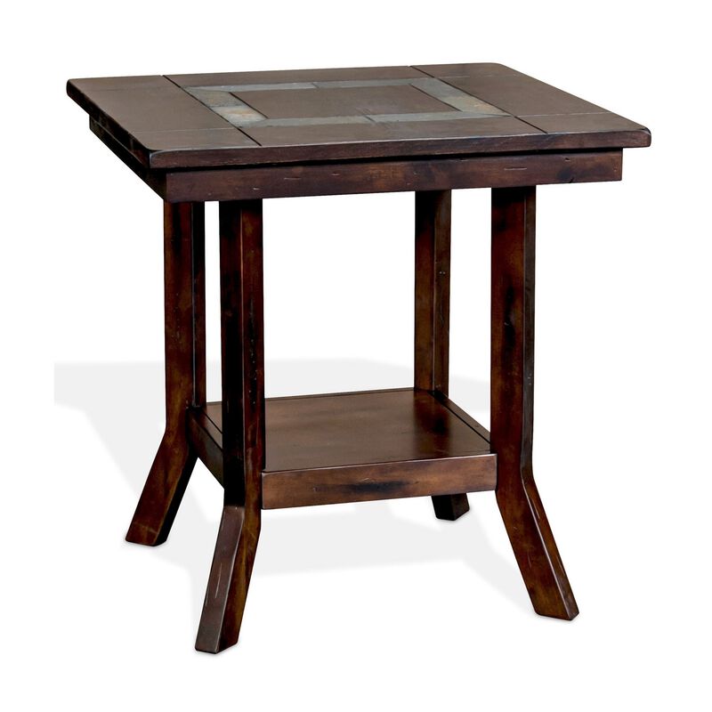 Odel Side End Table, 1 Shelf, Dark Brown Mahogany, Rectangular 25 Inch - Benzara