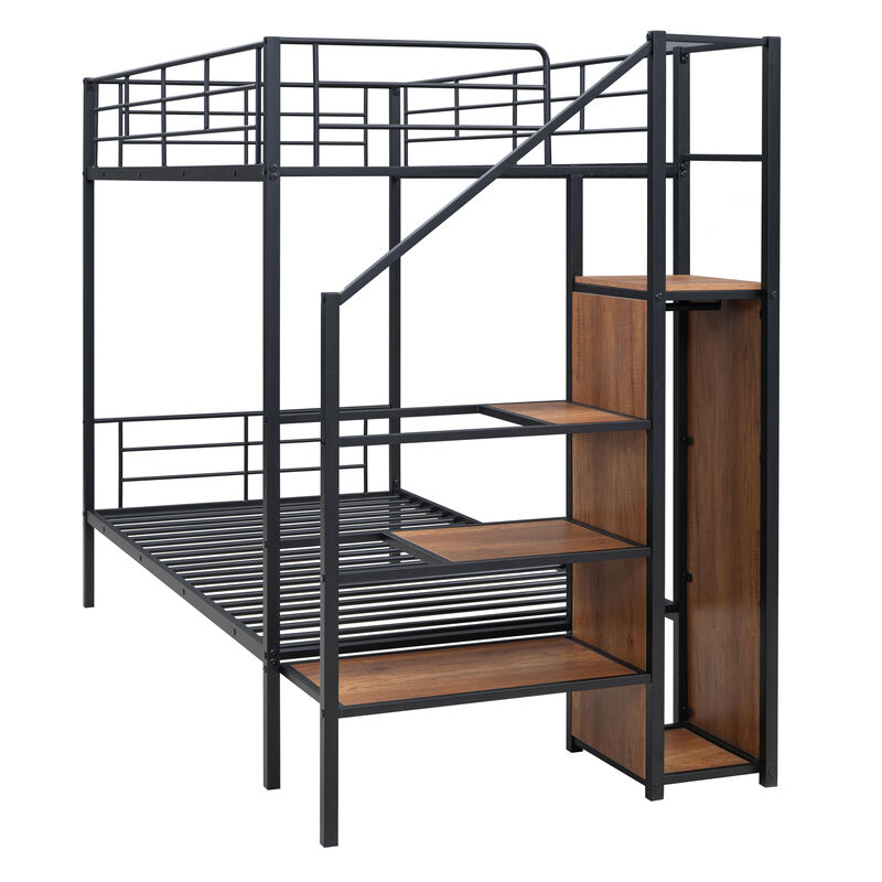 Merax Metal Bunk Bed with Lateral Storage Ladder