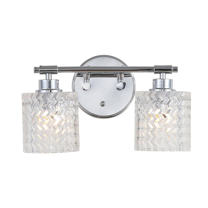 Spaulding Vintage Iron Chevron Pattern Glass Farmhouse Cottage LED Vanity Light