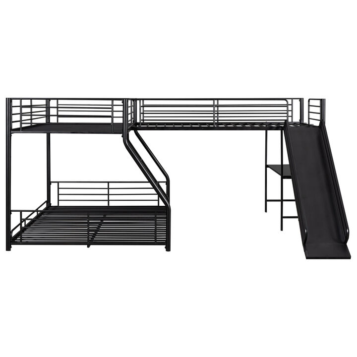 Merax L-Shaped Twin over Full Bunk Bed with Slide