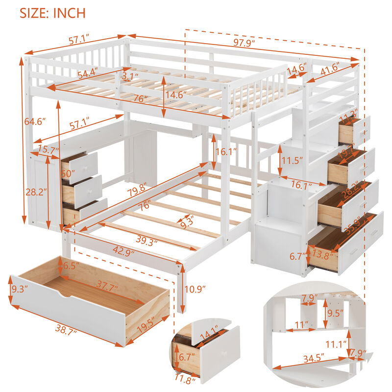Merax Bunk Bed with Storage Staircase