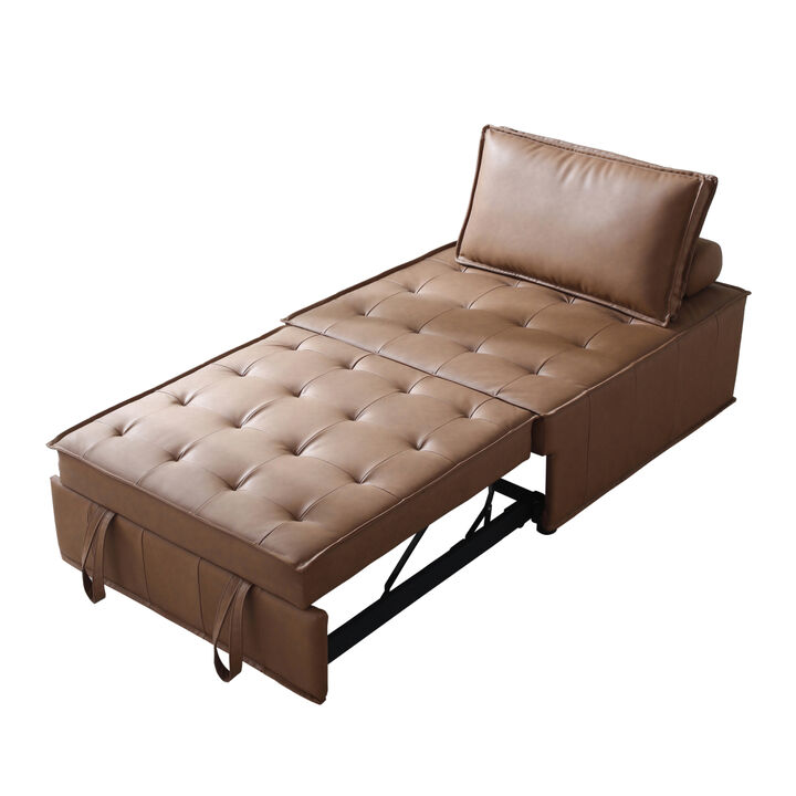 Multipurpose Faux Leather Ottoman Lazy Sofa Pulling Out Sofa Bed
