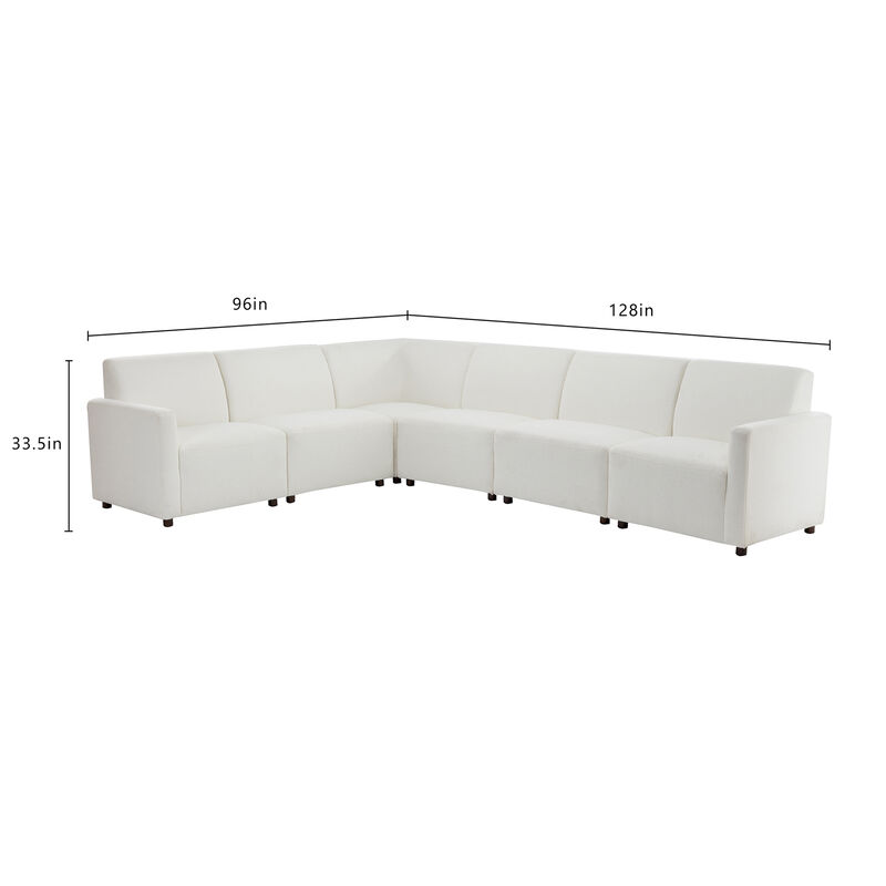 Duvall 6 Piece Modular Sofa - Cream Boucle Performance Fabric