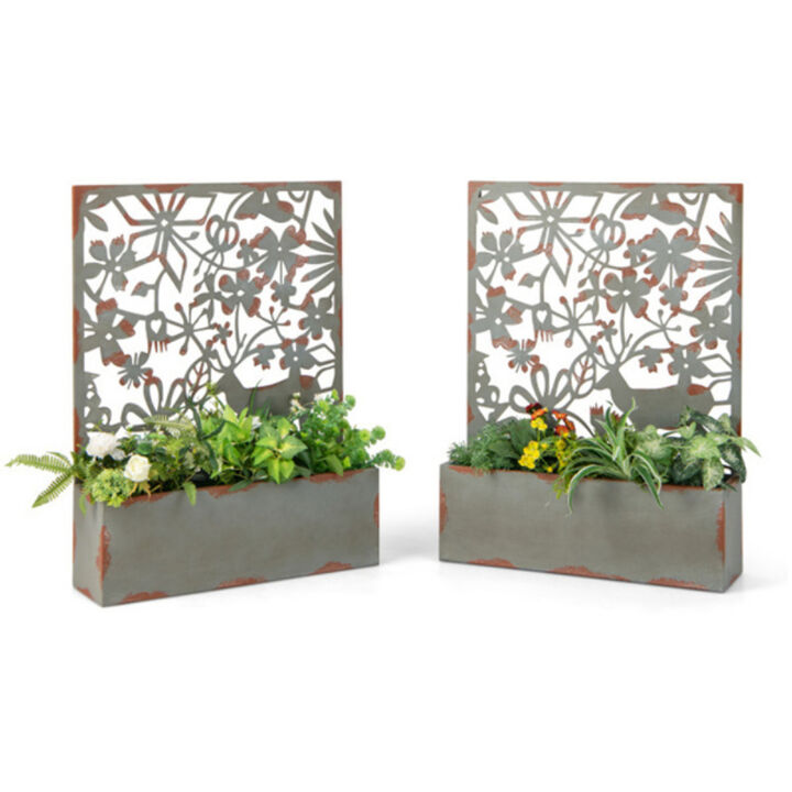 Set of 2 Raised Garden Beds, Outdoor Wooden Planter Boxes for Backyard & Patio