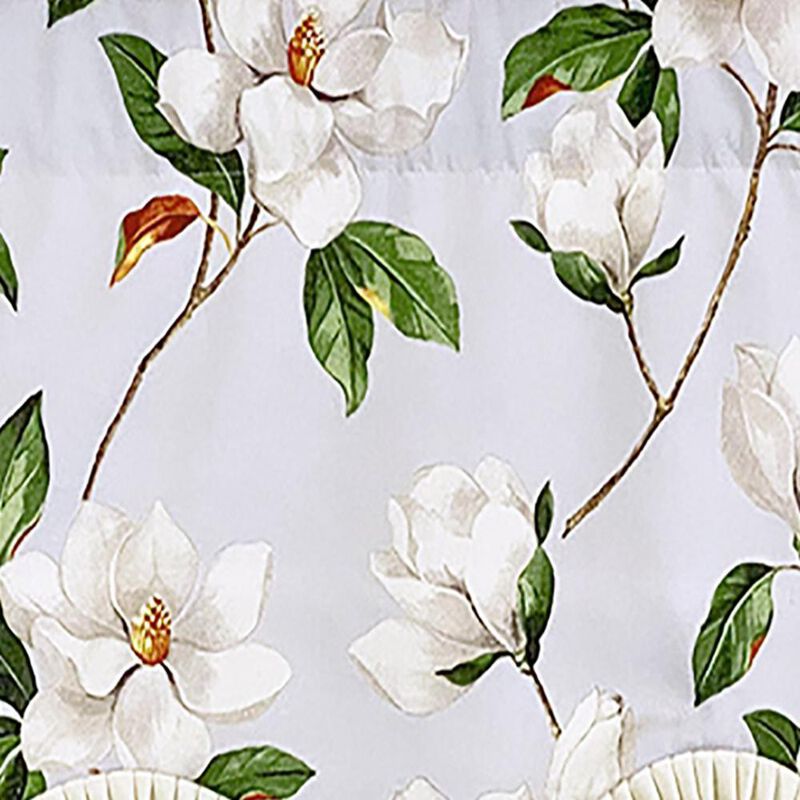 RLF Home Magnolia Ruffled Provance Valance Gray. 3" Rod Pocket, Layered. 50"W x 16"L
