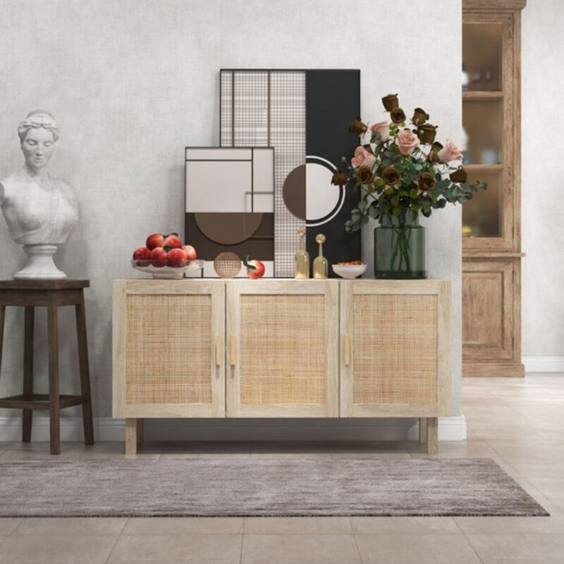 Wooden Kitchen Storage Cabinet with Shelves for Pantry and Garage Organization
