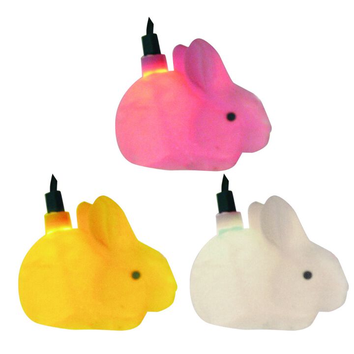 Set of 10 Pink  Multi Colored Easter Bunny Novelty Christmas Lights 11ft White Wire