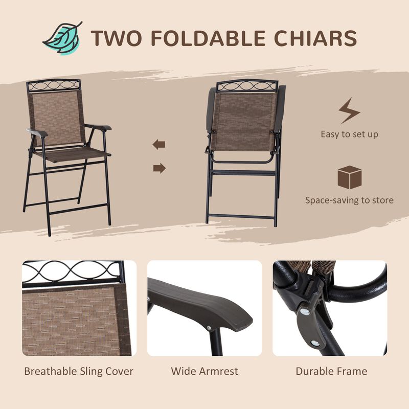Brown Bistro Duo: 2-Person Patio Bar Set with Tilting Umbrella