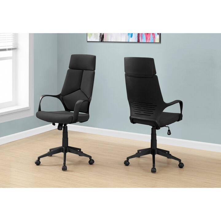 Monarch Specialties I 7272 Office Chair, Adjustable Height, Swivel, Ergonomic, Armrests, Computer Desk, Work, Metal, Fabric, Black, Contemporary, Modern