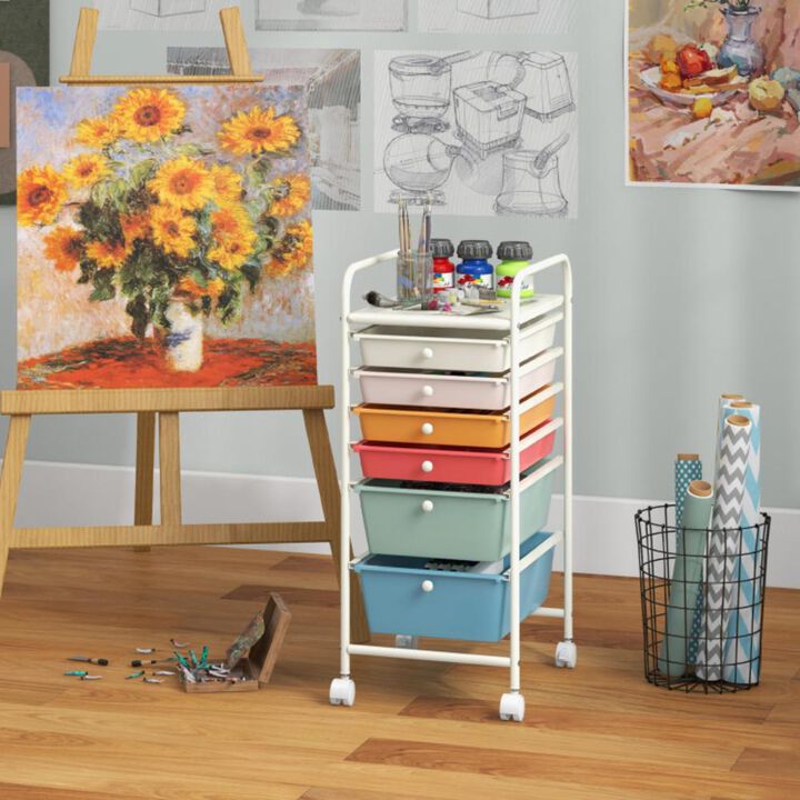 Hivvago Multifunctional 6 Drawers Rolling Storage Cart Organizer