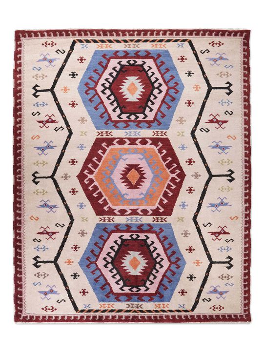 RUGSOTIC CARPETS HAND KNOTTED WOOL & SILK ECO-FRIENDLY ORIENTAL AREA RUGS  - 5'x8', Rectangle Shape, Multicolor Color, Classic Oriental Traditional , Low Pile Handmade Area Rugs (AF0105)