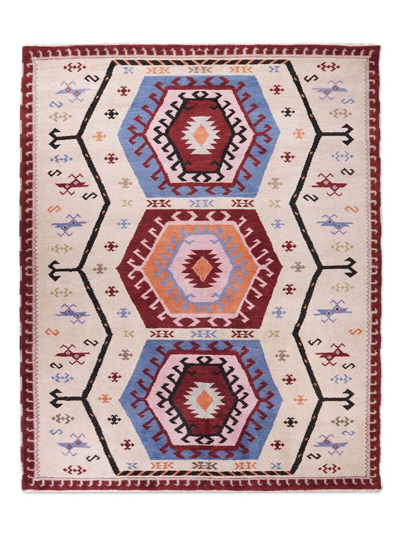 RUGSOTIC CARPETS HAND KNOTTED WOOL & SILK ECO-FRIENDLY ORIENTAL AREA RUGS  - 5'x8', Rectangle Shape, Multicolor Color, Classic Oriental Traditional , Low Pile Handmade Area Rugs (AF0105)