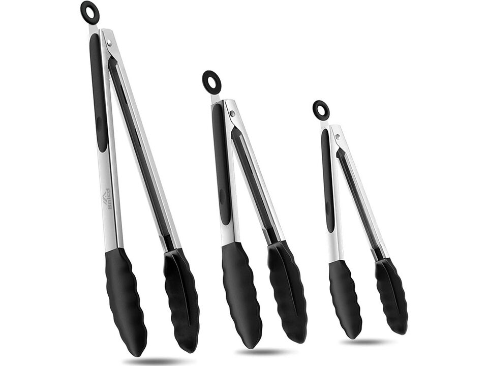 Bnlcd Kitchen Tongs, Premium Stainless Steel Locking Cooking Tongs