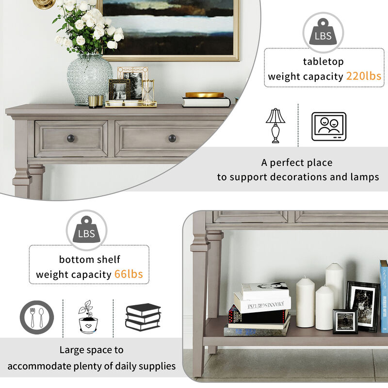 Merax Classic Retro Style Solid Wooden Frame Console Table
