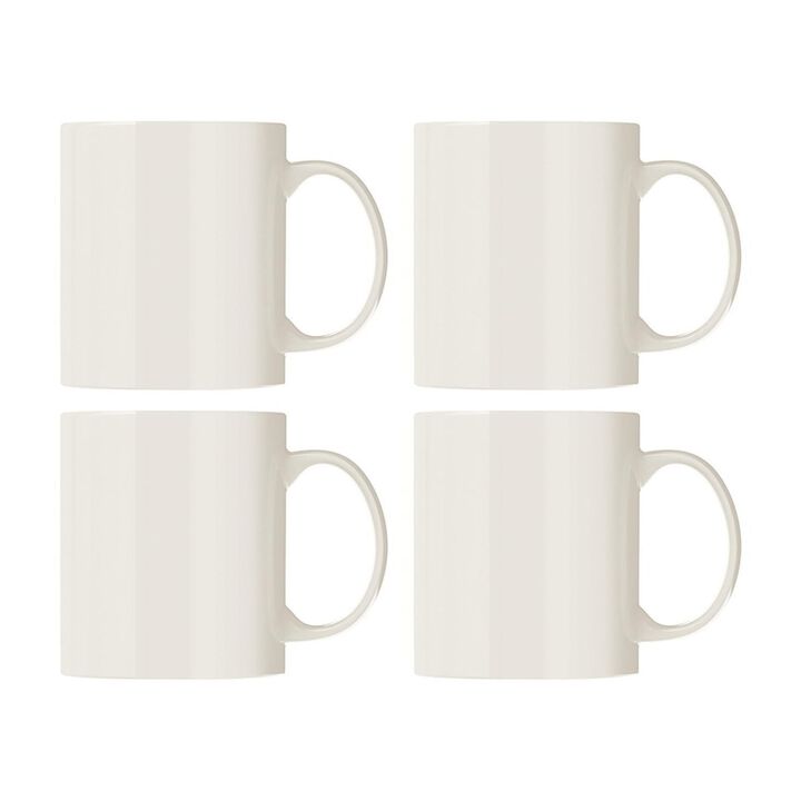 Banquet dia.3.25" h:3.75" 12 oz. Round Warm White Porcelain Mug (Set of 4)